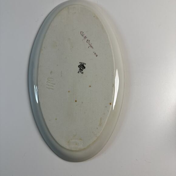 Vintage MZ Austria Dish & Creamer Set With Purple and Blue Hand Painted Flowers - Picture 5 of 10